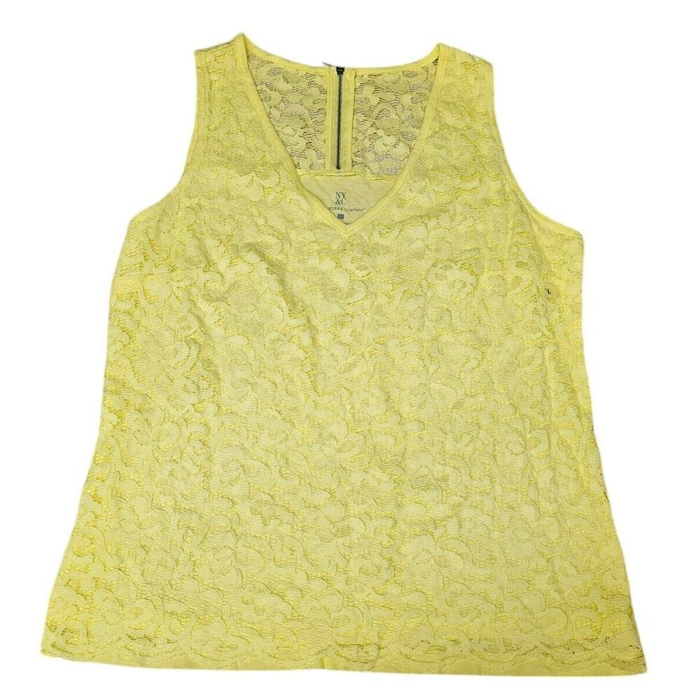 Lace Camisole Sz Large Tank Romantic Coquette Sheer Layering Top Yellow